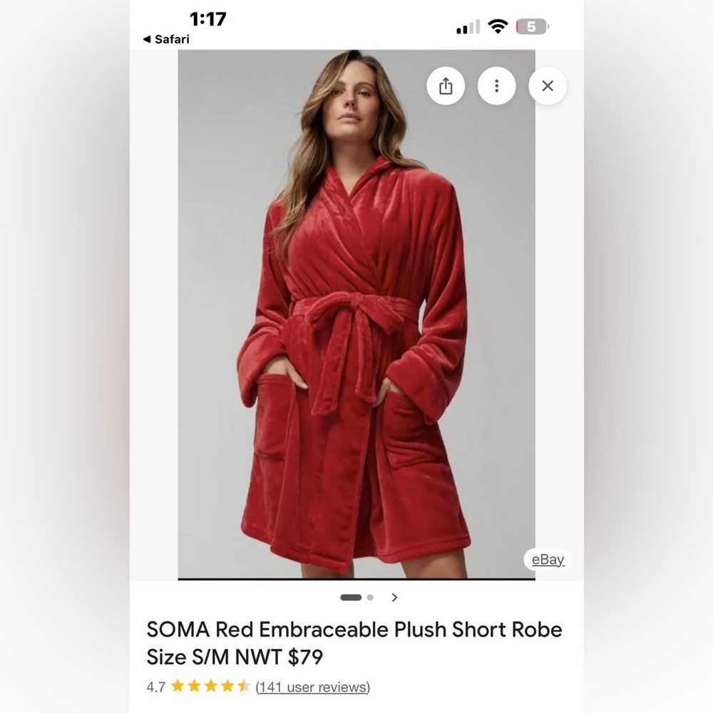 Soma Raphael Red Plush Robe